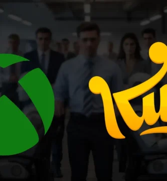 AI robot replacing human Xbox and King developers in a tech office