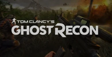 Ghost Recon concept art with first-person view and Ubisoft logo