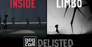 Limbo and Inside cover art with a warning label about GOG delisting