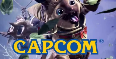 Monster Hunter Wilds gameplay scene with Capcom logo overlay