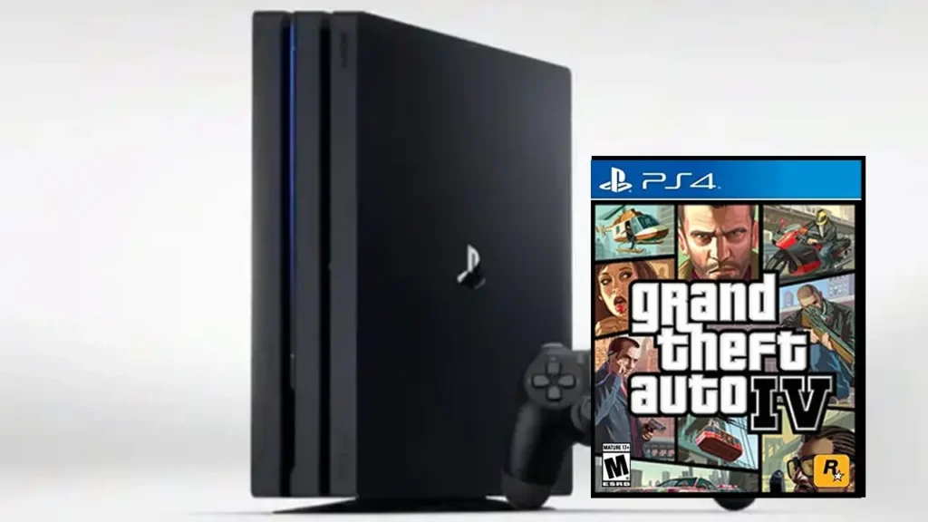 GTA 4 box art with PlayStation 4 logo and Rockstar Games branding