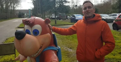 Gregg Mayles with Banjo-Kazooie and Everwild artwork, symbolizing his departure from Rare after 35 years