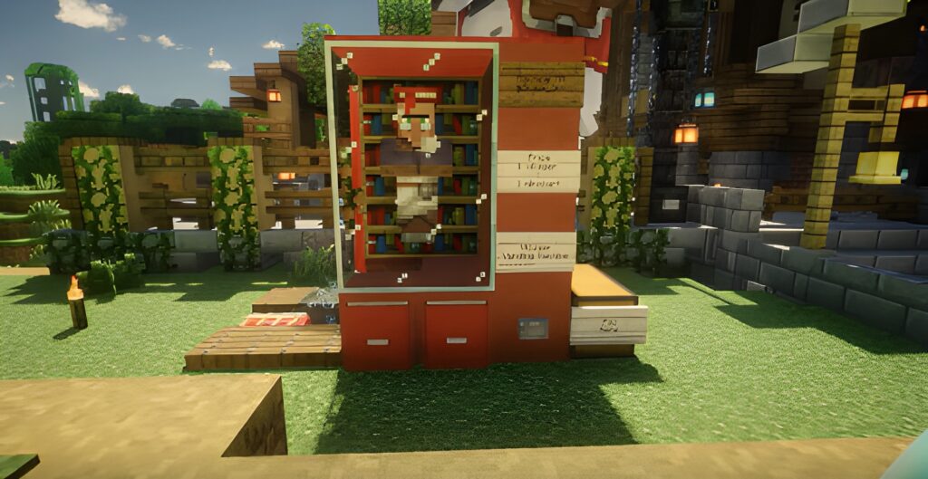 Minecraft villager vending machine spawns a mob riding a minecart from a Redstone contraption.