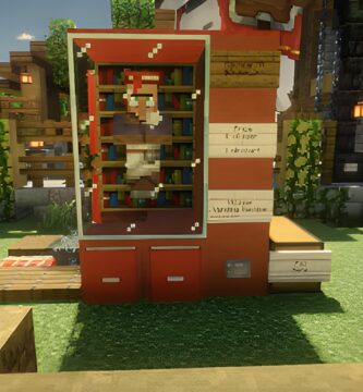 Minecraft villager vending machine spawns a mob riding a minecart from a Redstone contraption.