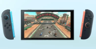 Nintendo Switch 2 console with blurred placeholder sales data in background