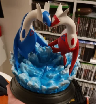 Handmade Latios and Latias figurine birthday gift inspired by Pokémon TCG Tag Team card