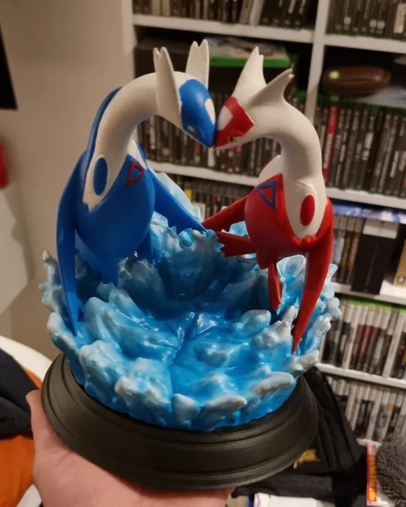 Handmade Latios and Latias figurine birthday gift inspired by Pokémon TCG Tag Team card