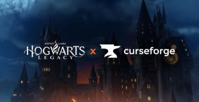 Hogwarts Legacy gameplay featuring a popular fan-made mod from CurseForge