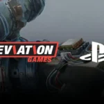 Concept art from Deviation Games’ canceled PS5 game showing cosmic background with glowing planetary ring and red moon