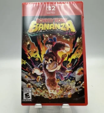 Sealed physical copy of Donkey Kong Bananza for Nintendo Switch 2 showing front, spine, and back