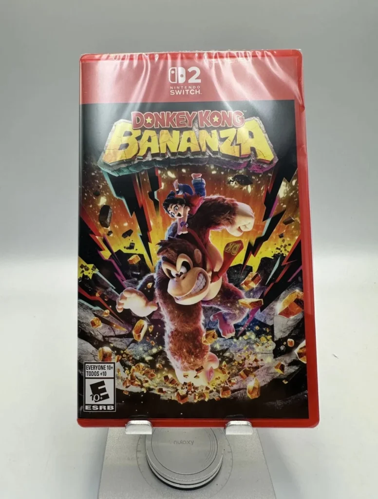Sealed physical copy of Donkey Kong Bananza for Nintendo Switch 2 showing front, spine, and back