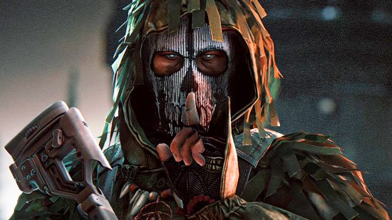 Escape From Tarkov boss character emerging from shadows in an urban battlefield