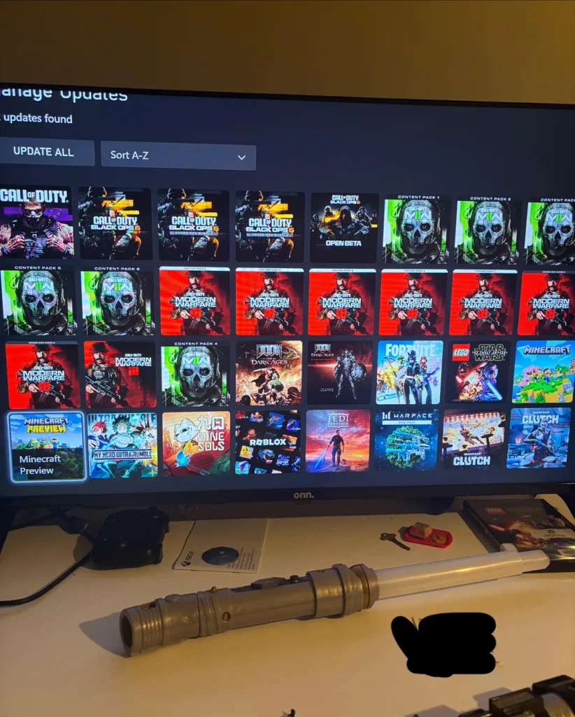 Xbox Series X screen showing multiple game updates