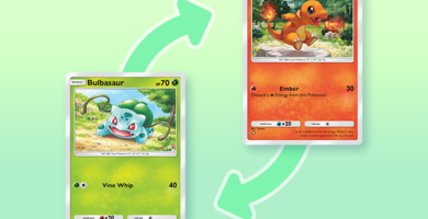 Pokémon TCG Pocket trade screen showing wishlist and card exchange interface