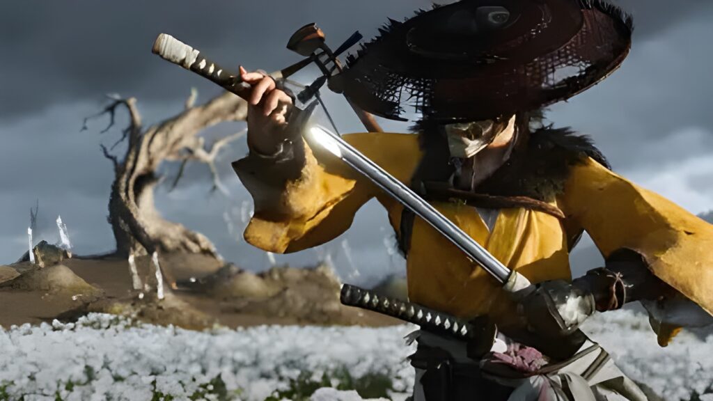 Ghost of Yotei gameplay showcasing combat with five unique weapons and dynamic disarm mechanics