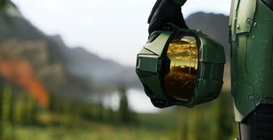Halo Studios logo affected by Microsoft layoffs, Master Chief under stormy skies