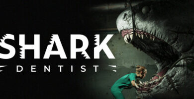 Player performing shark dental surgery in a dark underwater clinic in Shark Dentist game