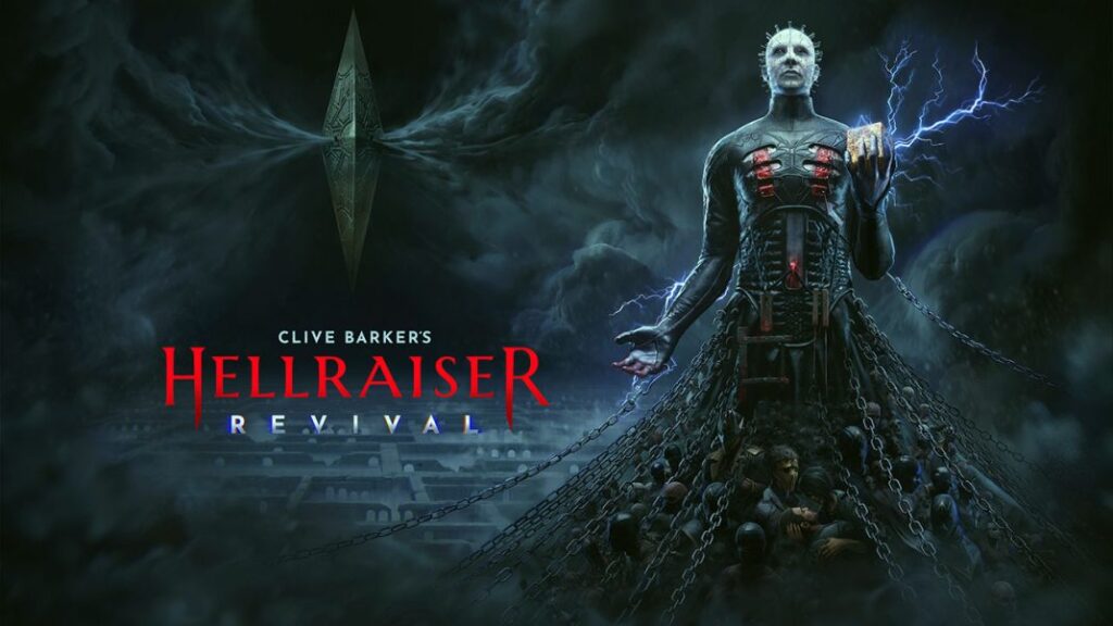 Gameplay screenshot of Clive Barker’s Hellraiser: Revival showing the dark abyss and Pinhead enemy