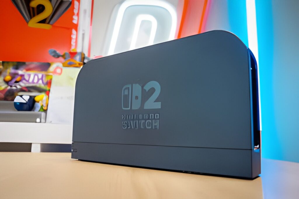 Nintendo Switch 2 dock connected to a monitor, with a Steam Deck inserted and VRR enabled.