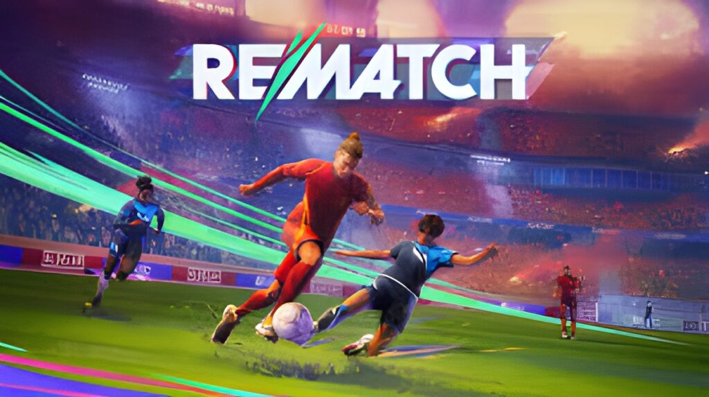Rematch game gameplay showing fast-paced arcade soccer action
