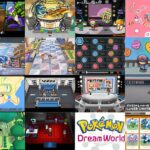 Collage of Pokémon Black and White side content including PokéStar Studios, Battle Subway, and Pokémon World Tournament
