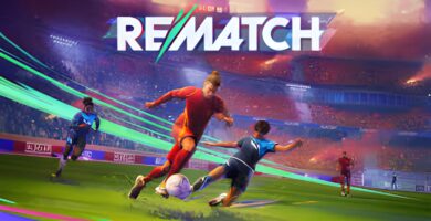 Rematch game gameplay showing fast-paced arcade soccer action