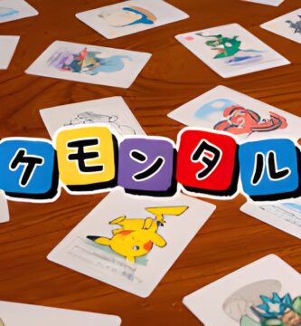 Cards from Pokémon Taruka featuring upside-down Pokémon illustrations during gameplay on a tatami mat.