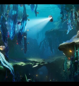 Concept art of Subnautica 2’s underwater world with looming sea creatures and ocean base