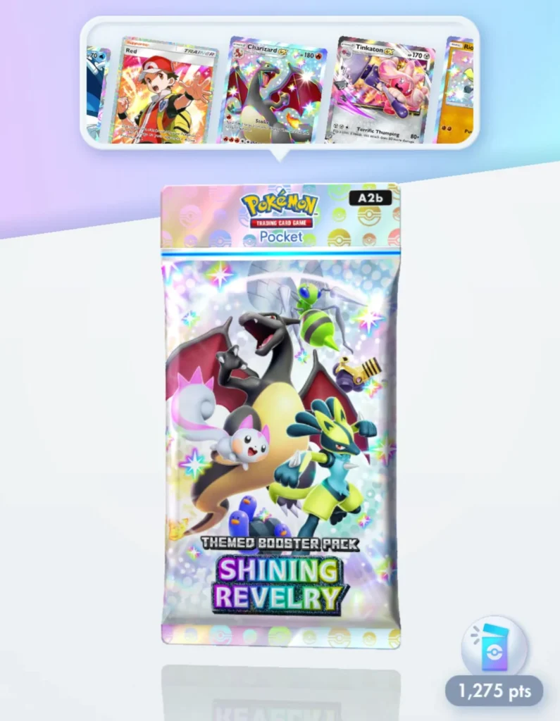 Image of Pokémon TCG Pocket booster pack opening screen with Pack Points icon