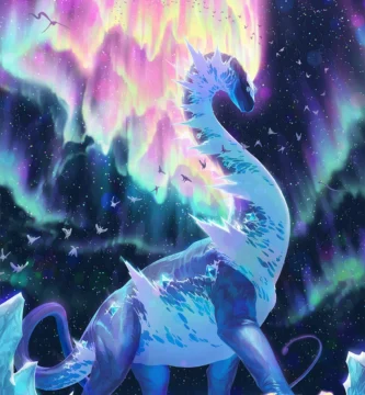 Fan-made Pokémon painting titled “Primordial of the Auroras” featuring giant Aurorus and 12 hidden Pokémon species in a Where’s Waldo-style layout.