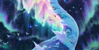 Fan-made Pokémon painting titled “Primordial of the Auroras” featuring giant Aurorus and 12 hidden Pokémon species in a Where’s Waldo-style layout.
