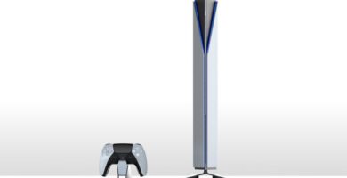 Concept art of the PlayStation 6 console with futuristic design and Sony branding