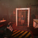 Screenshot from Quarantine Zone: The Last Check showing checkpoint inspection gameplay and a character being scanned for infection.