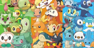 Starter Pokémon from all generations lined up, highlighting the most popular starter trios according to Pokémon fans