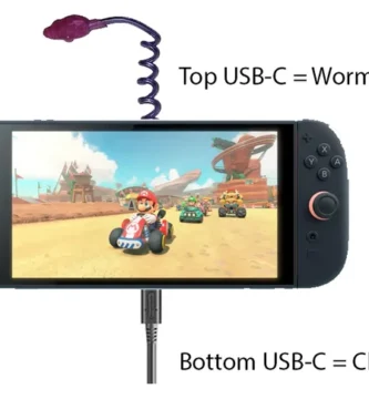 Nintendo Switch 2 console showing dual USB-C ports
