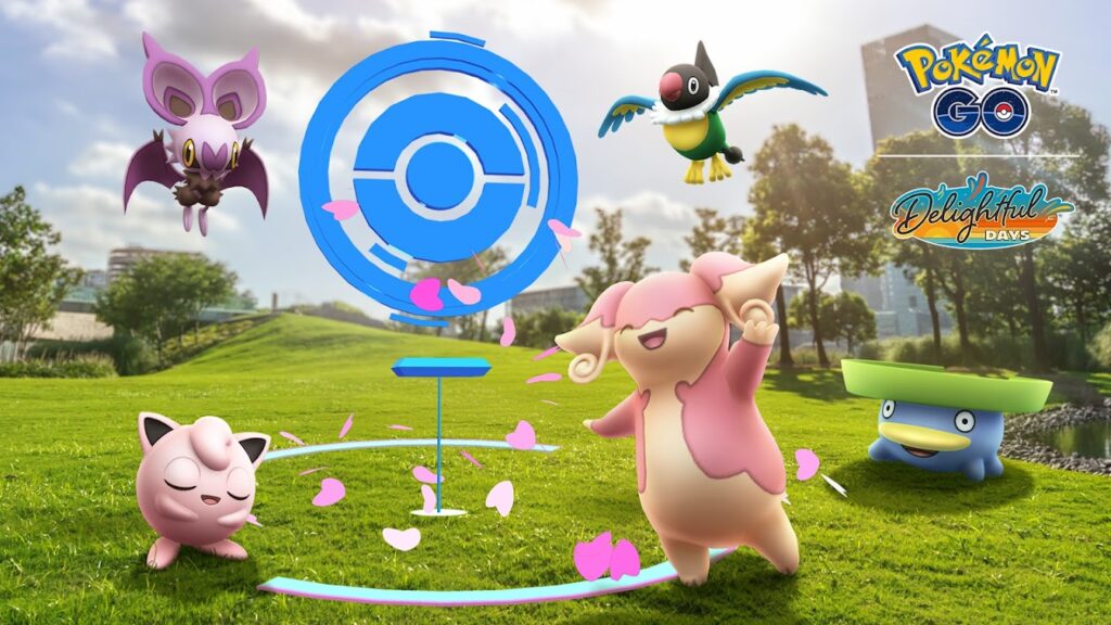Pokémon GO trainers celebrating the Summer Concert event with fireworks and music in-game