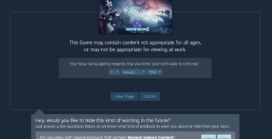 Steam user interface showing age verification popup for mature-rated games