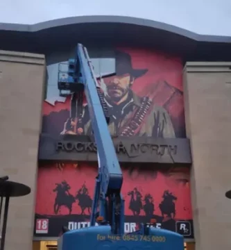 Rockstar Games headquarters with GTA 6 and Red Dead Redemption imagery hinting at multiple projects in development.