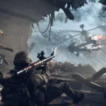 Battlefield 6 gameplay scene showing a soldier under heavy fire in multiplayer combat