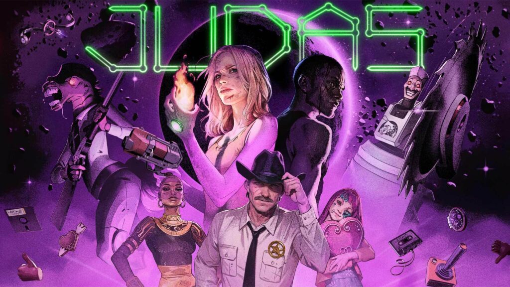 Judas key art showing the Big 3 characters who can become villains depending on player choices