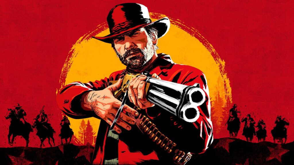 Arthur Morgan from Red Dead Redemption 2 with a banner reading 77 million copies sold and 6th best-selling game ever
