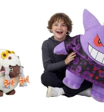 Wooloo and Gengar Build-a-Bear Pokémon plushes side by side