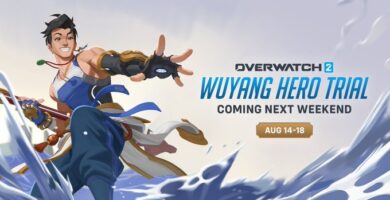 Overwatch 2’s Wuyang, the new Support Hero from China, wielding a water-powered staff in promotional art