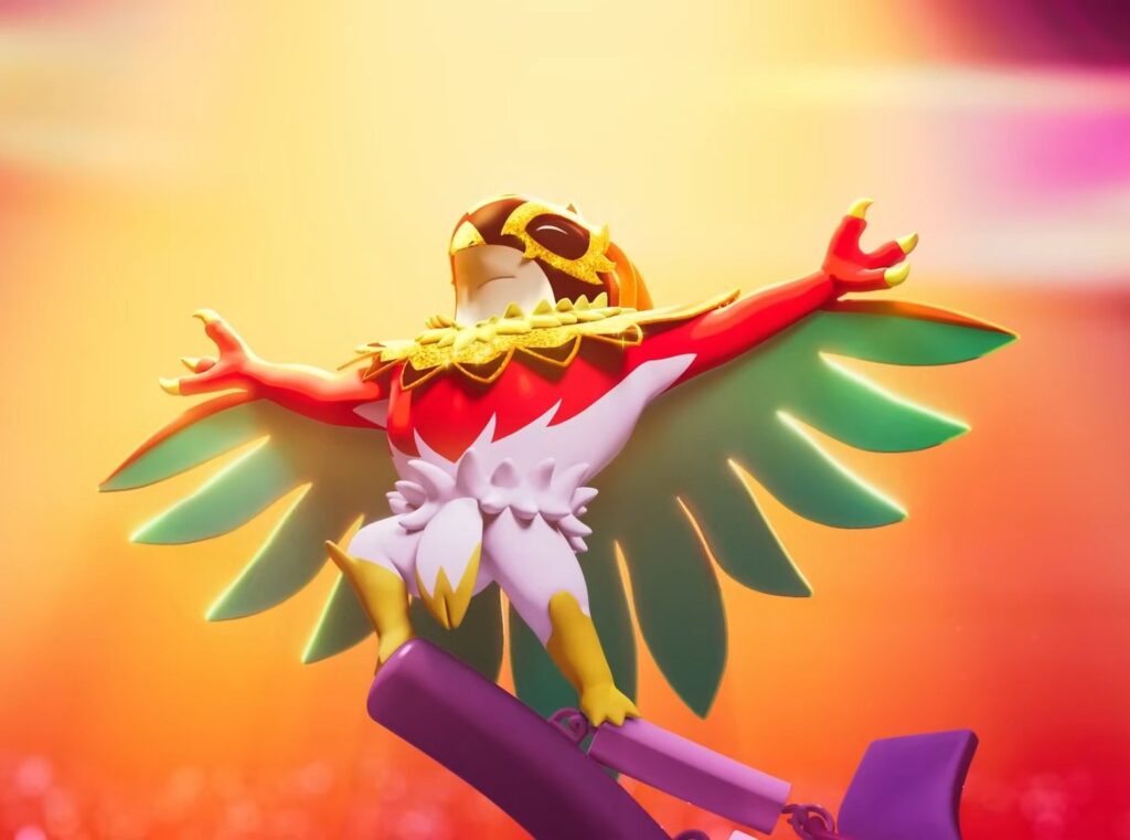 Mega Hawlucha in Pokémon Legends: Z-A performing Flying Press against Machamp in wrestling ring