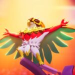 Mega Hawlucha in Pokémon Legends: Z-A performing Flying Press against Machamp in wrestling ring