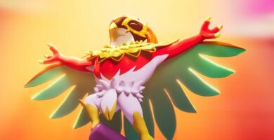 Mega Hawlucha in Pokémon Legends: Z-A performing Flying Press against Machamp in wrestling ring