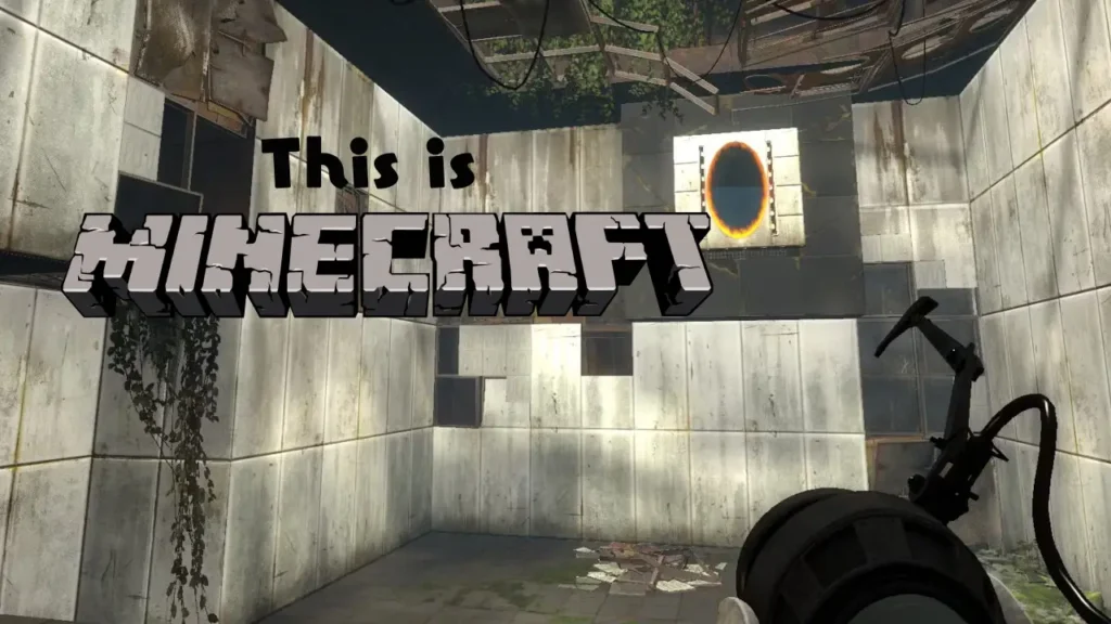 Gameplay of Portal recreated in Vanilla Minecraft using redstone and datapacks
