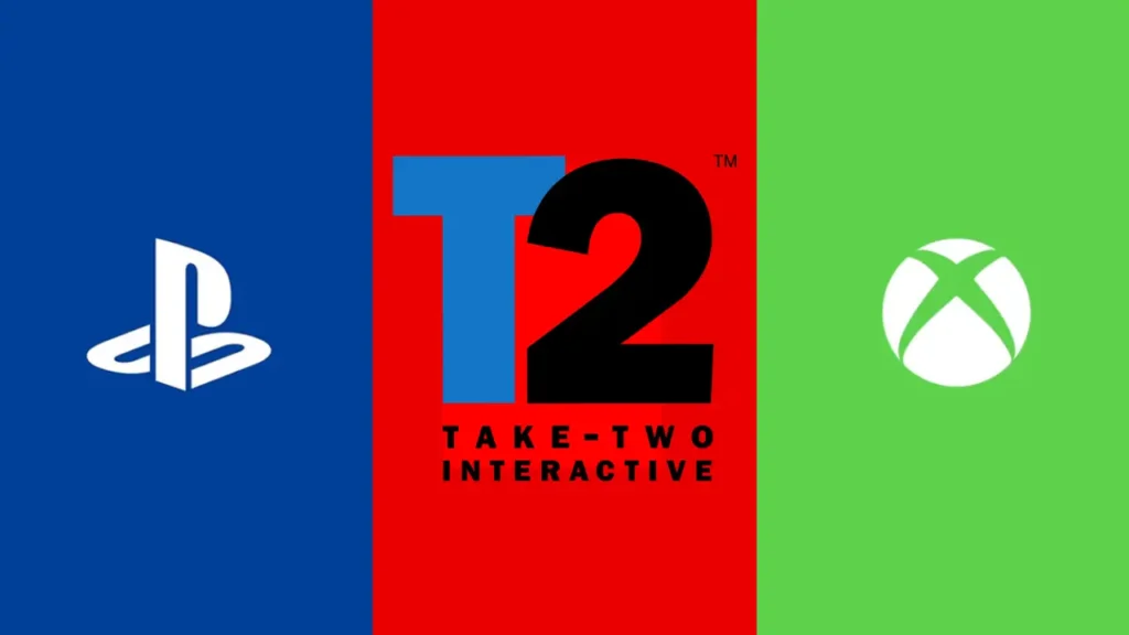 Take-Two Interactive logo alongside Xbox Game Pass and PlayStation Plus icons, representing limited subscription support.