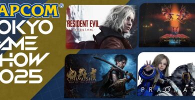 Capcom Online Special Program promotional art for Tokyo Game Show 2025 with game logos like Resident Evil and Monster Hunter