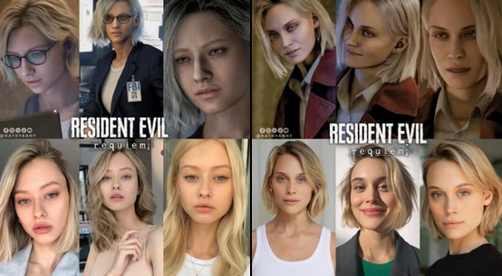 Resident Evil Requiem Grace Ashcroft and Alyssa Ashcroft face models Julia Pratt and Kate Delic